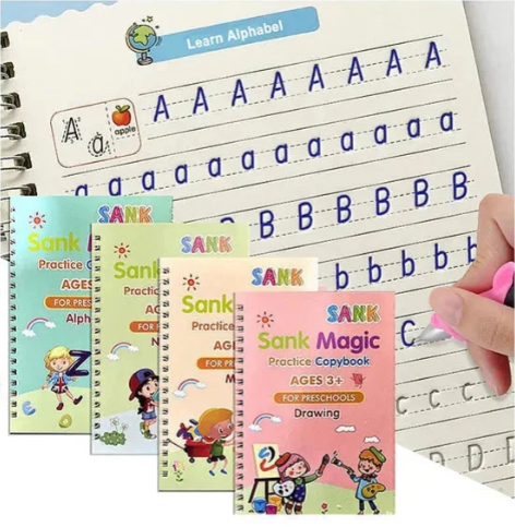 Sank Magic Practice 4 Books Pack + 1 Pen + 10Refills + 1Griper